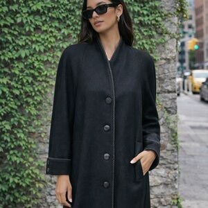 VINTAGE MARIO DE PINTO Black Wool Pea Coat, L